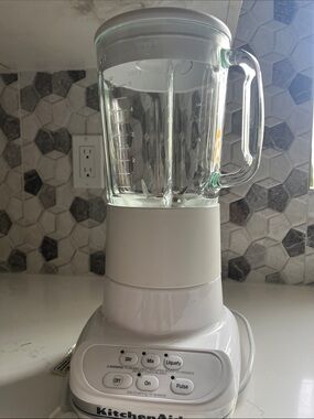 KitchenAid White Glass Countertop Blender with Pulse and Multi-Speed Controls